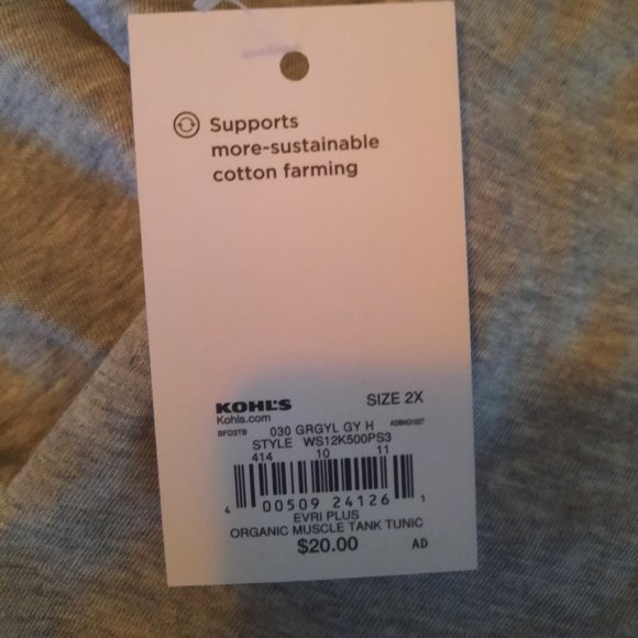 BNWT Plus Size Sonoma Goods For Life Gray Muscle Tunic Tank 2XL 20W/22W - Picture 5 of 7